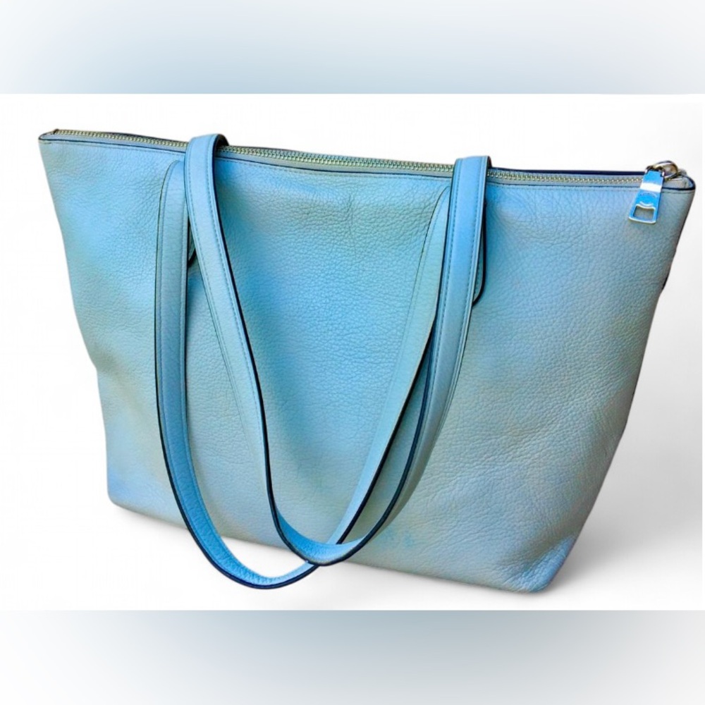 Coach Sky Blue Leather Tote - Picture 3 of 5